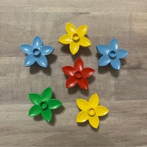 Lego Duplo Lot Of 6 Red Green Blue Yellow Flower Floral Garden Scenery House Zoo
